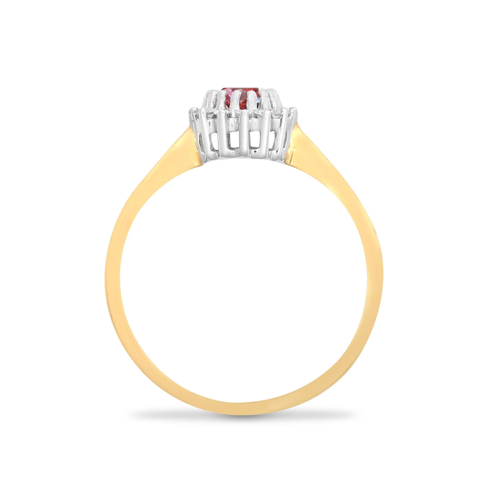 9ct Yellow Gold Natural Diamond 12pts & Ruby 60pts Ring - Image 2