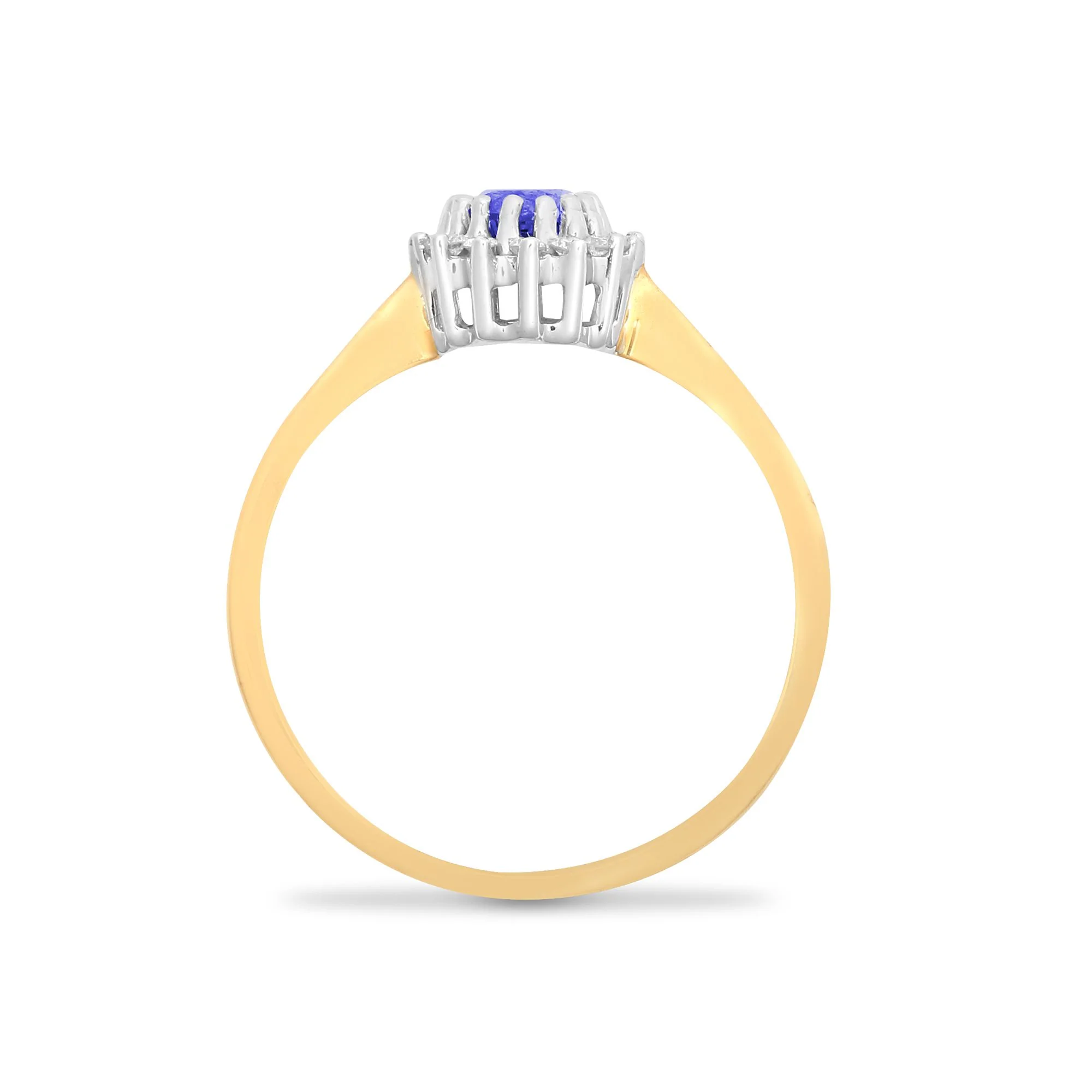 9ct Yellow Gold Natural Diamond 12pts & Tanzanite 55pts Ring - Image 2
