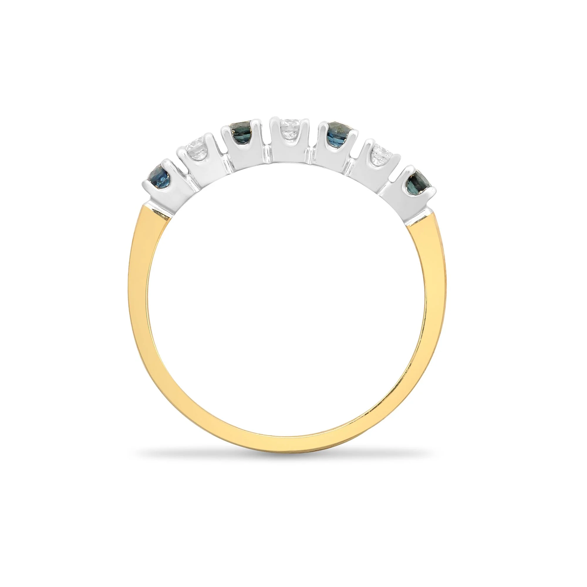 9ct Yellow Gold Natural Diamond 15pts & Sapphire 20pts Half Eternity Ring - Image 2