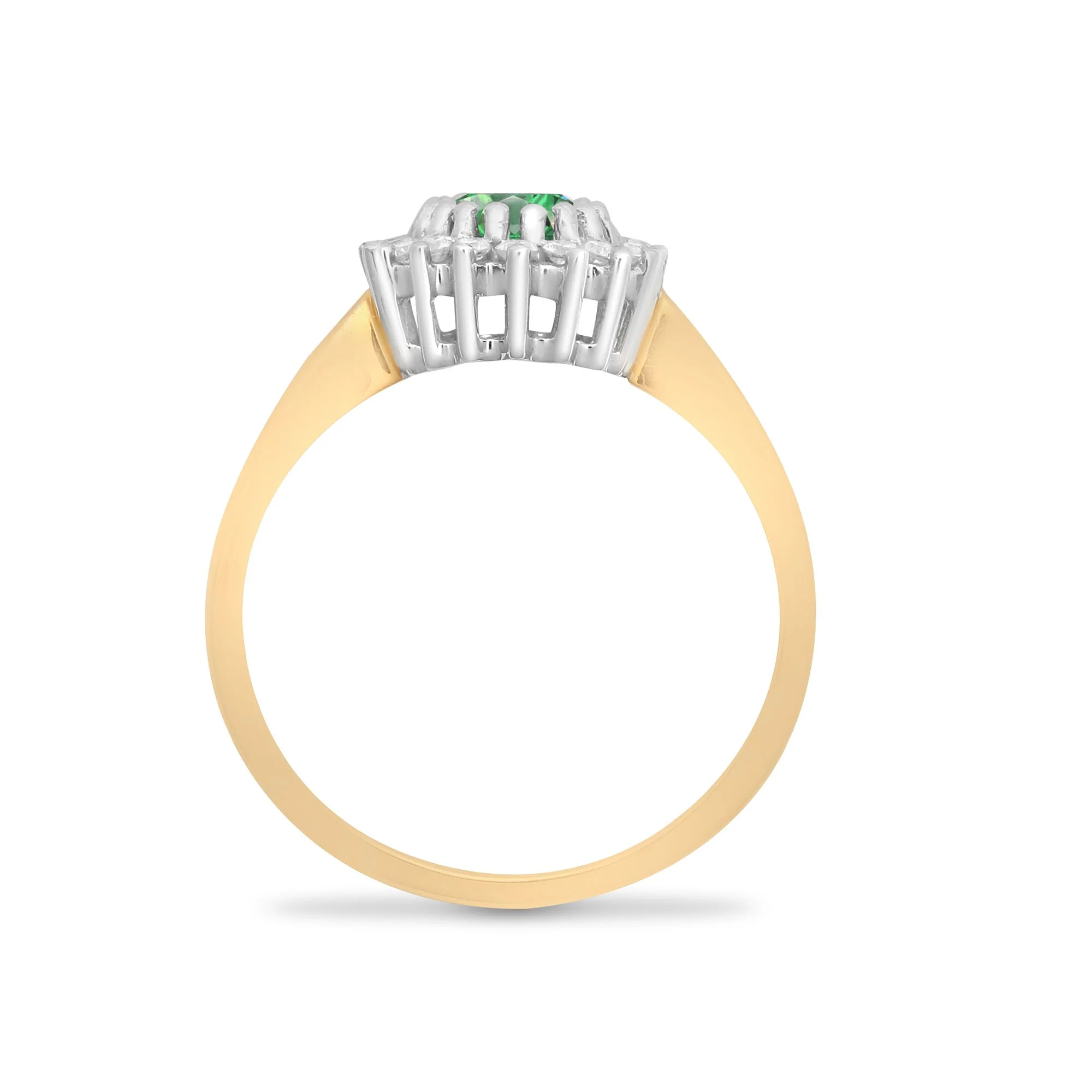 9ct Yellow Gold Natural Diamond 23pts & Emerald 78pts Ring - Image 2