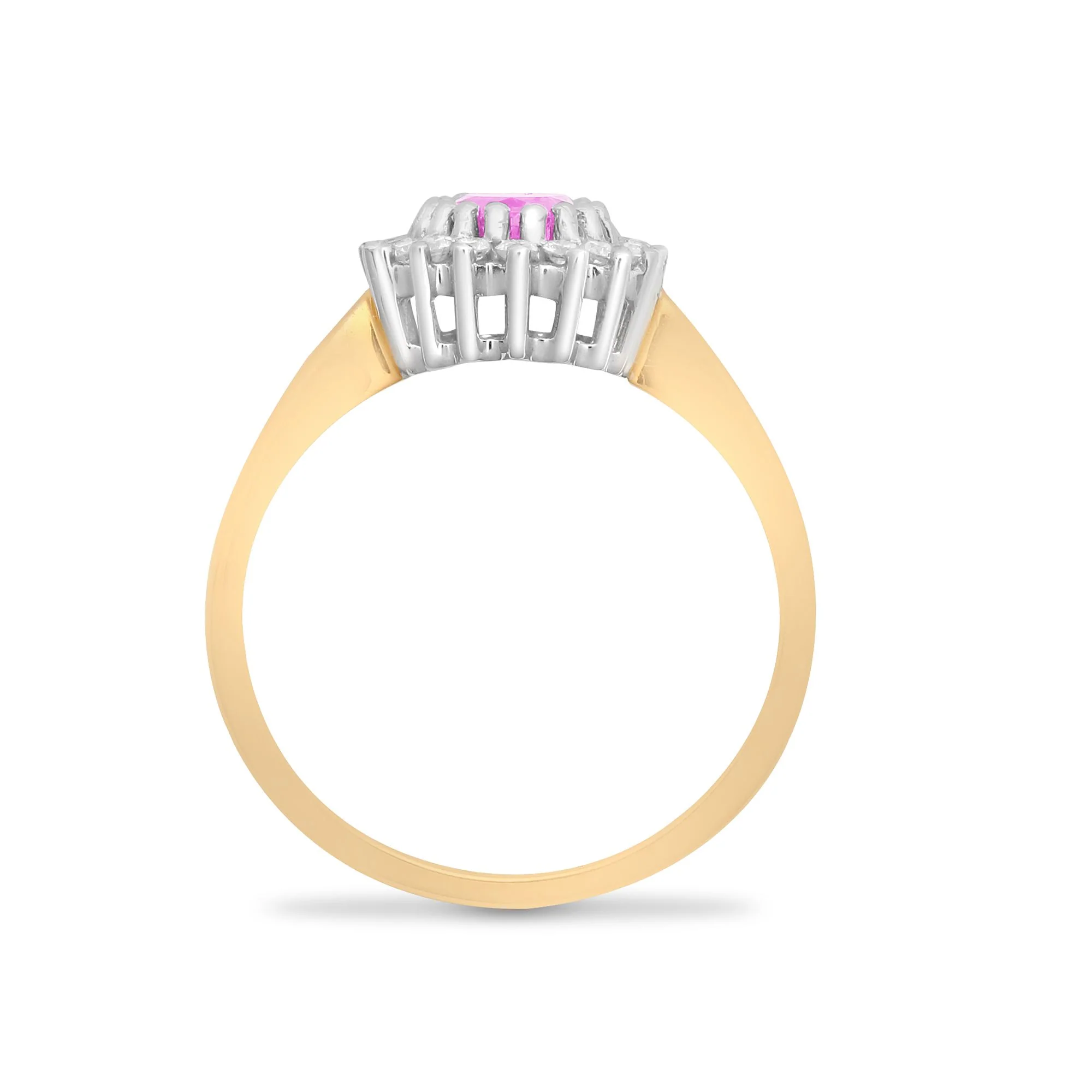9ct Yellow Gold Natural Diamond 23pts & Pink Sapphire 1.06ct Ring - Image 2