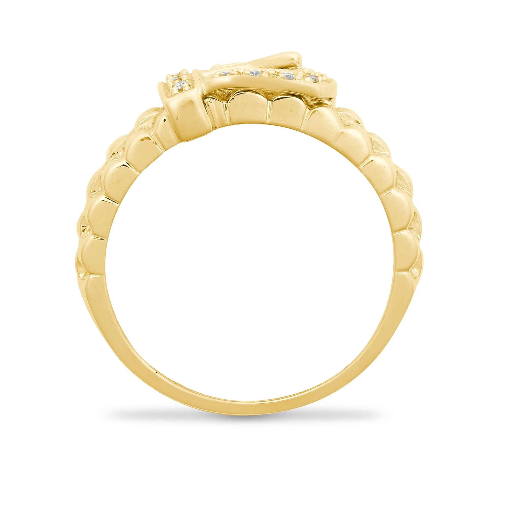 9ct Yellow Gold Natural Diamond Buckle Ring - Image 2