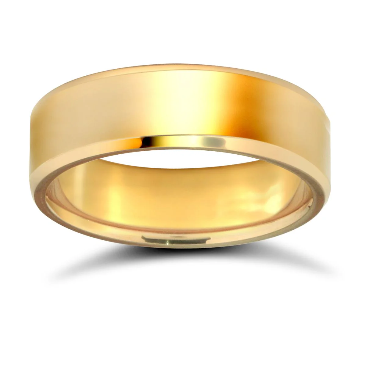 9ct Yellow Gold Premium Weight Flat Court Profile Bevelled Edge Wedding Ring