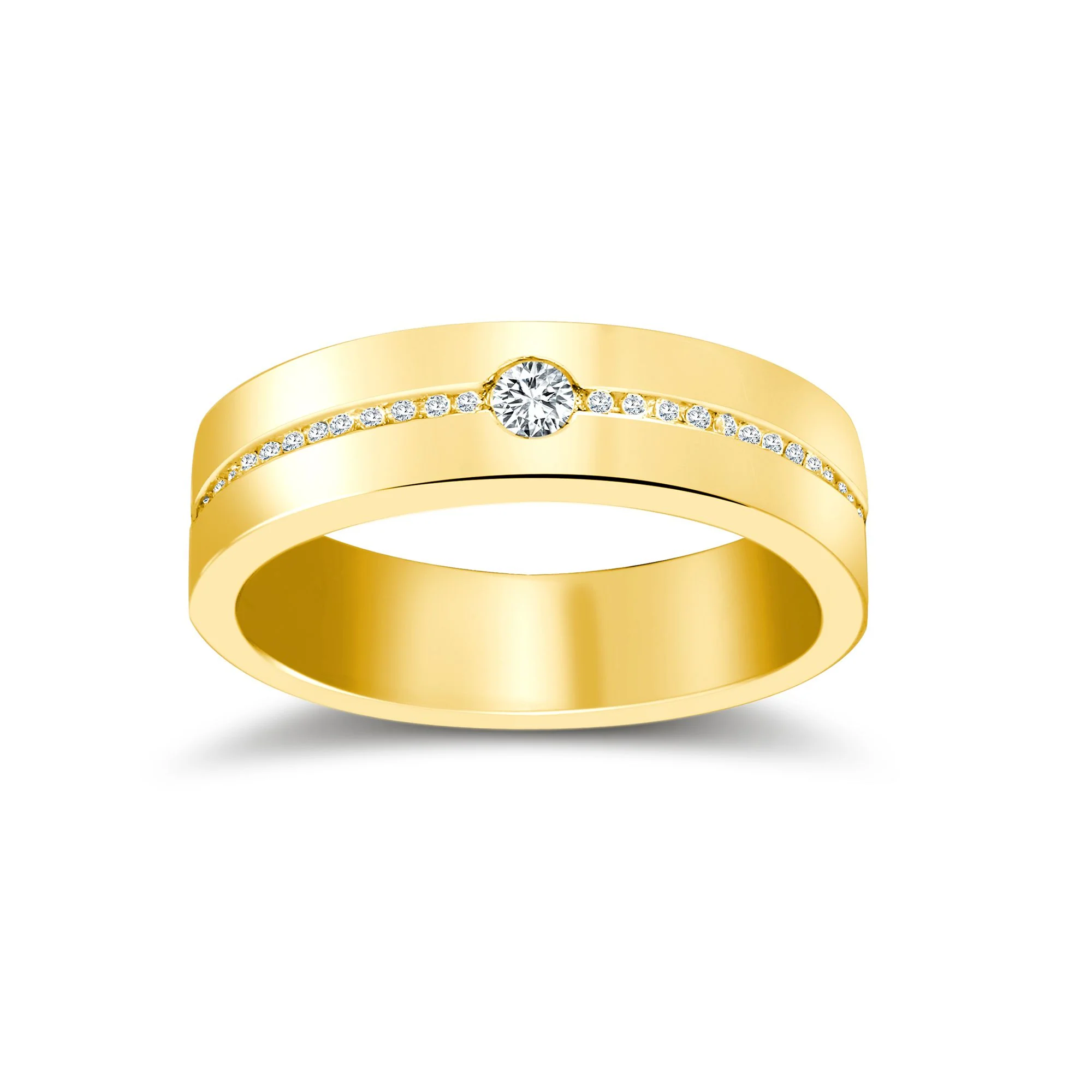 9ct Yellow Gold RBC Flat Court Natural Diamond Wedding Band Half Set - 5mm - 30pts