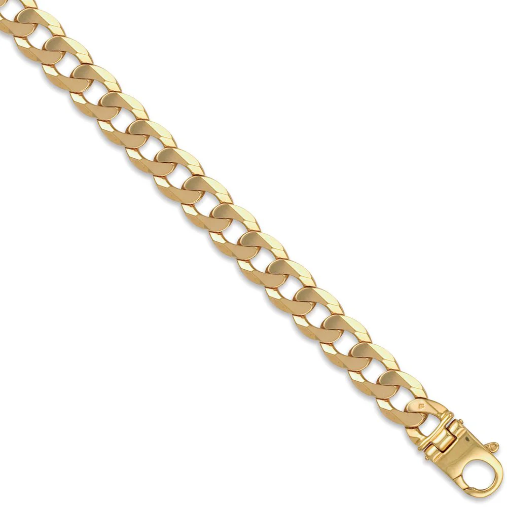 9ct Yellow Gold Traditional Heavy Weight Curb Link 14mm Gauge Bracelet