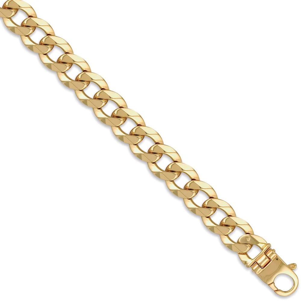 9ct Yellow Gold Traditional Heavy Weight Curb Link 16mm Gauge Bracelet