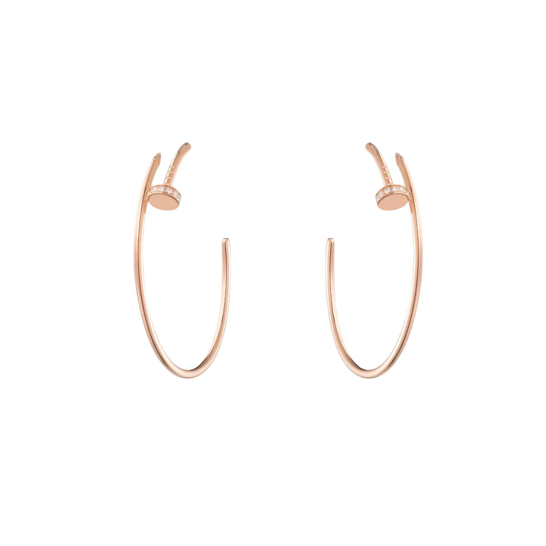 Cartier Juste Un Clou Hoop Earrings Large Diamond Tip 18ct Gold - Image 2
