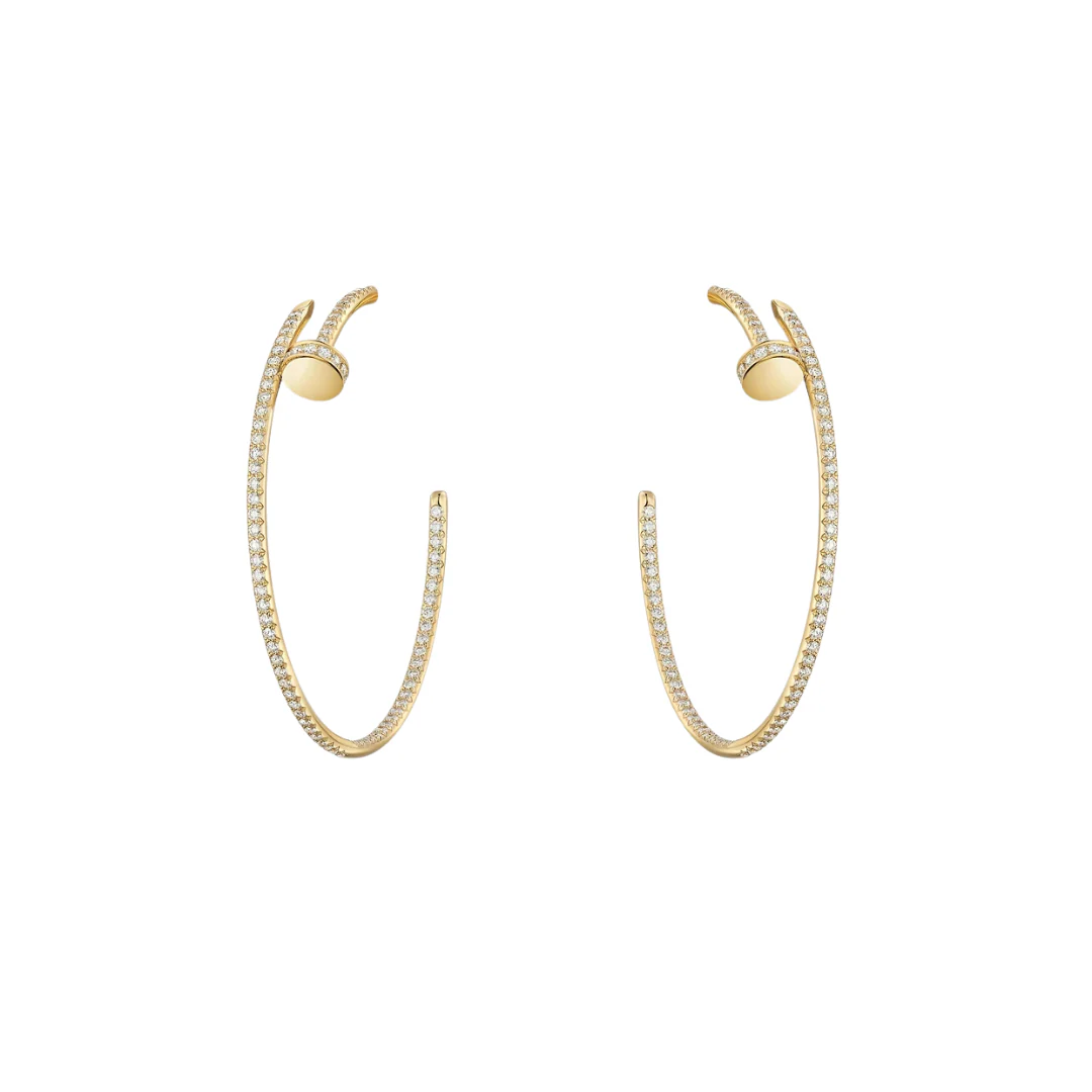 Cartier Juste Un Clou Hoop Earrings Large Paved Diamonds 18ct Gold
