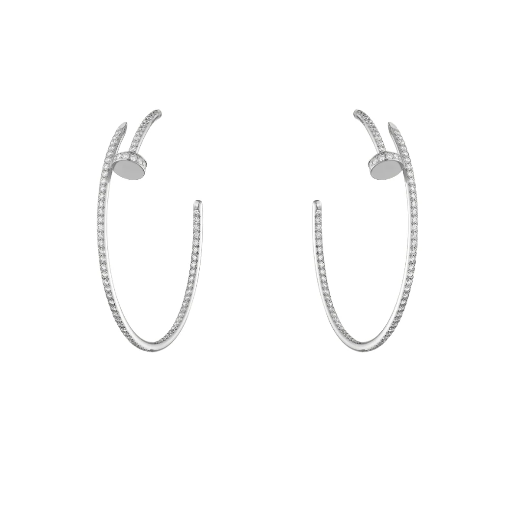 Cartier Juste Un Clou Hoop Earrings Large Paved Diamonds 18ct Gold - Image 2