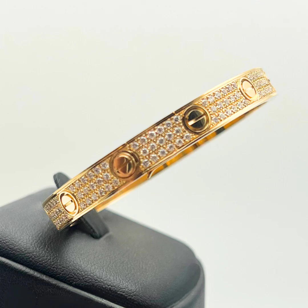 Cartier Love Bracelet Classic Diamond-Paved 18K Rose Gold - Image 7