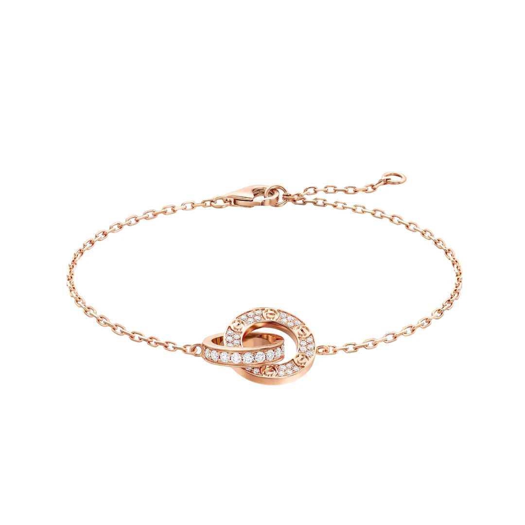 Cartier Love Bracelet Full Paved Diamonds On Chain 18ct Gold - Image 2