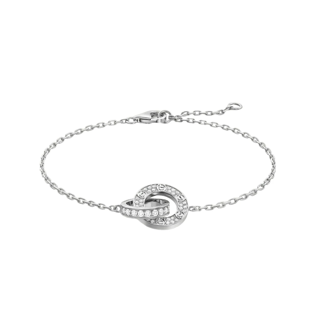 Cartier Love Bracelet Full Paved Diamonds On Chain 18ct Gold - Image 3
