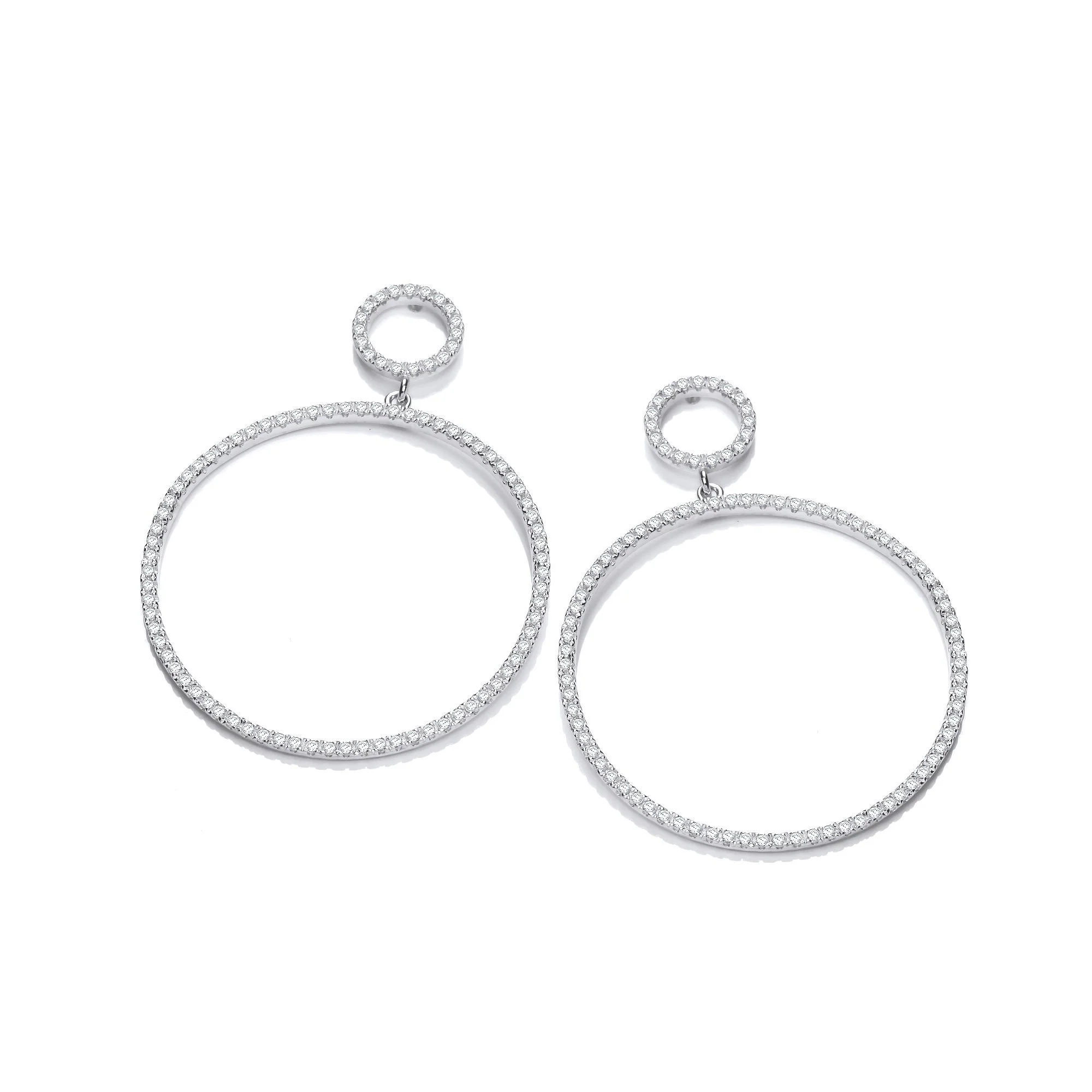 Circle of Life 34.5mm Cubic Zirconias Drop Earrings - Silver - Image 2