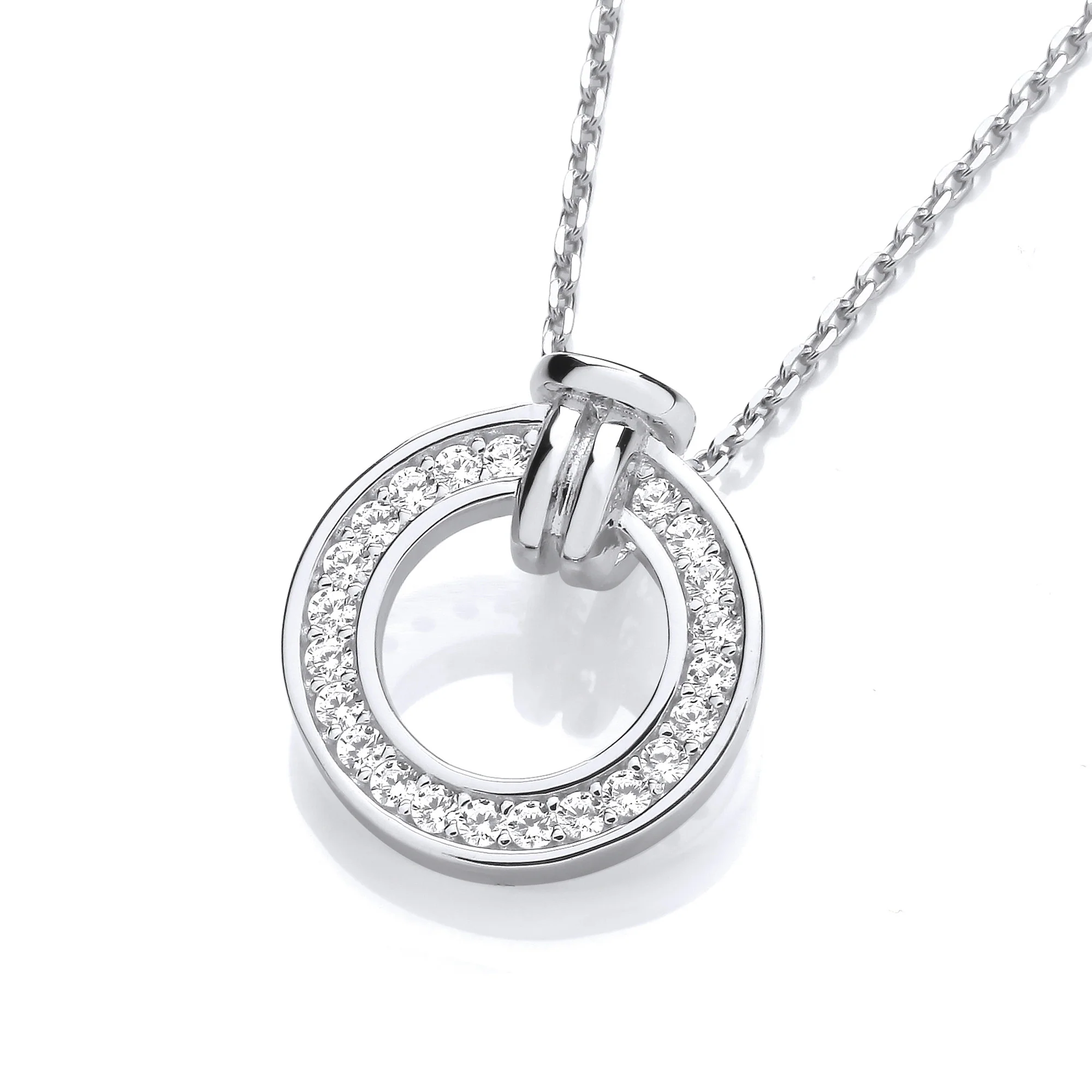 Circle of Life Cubic Zirconias Pendant with Chain - Silver - Image 2