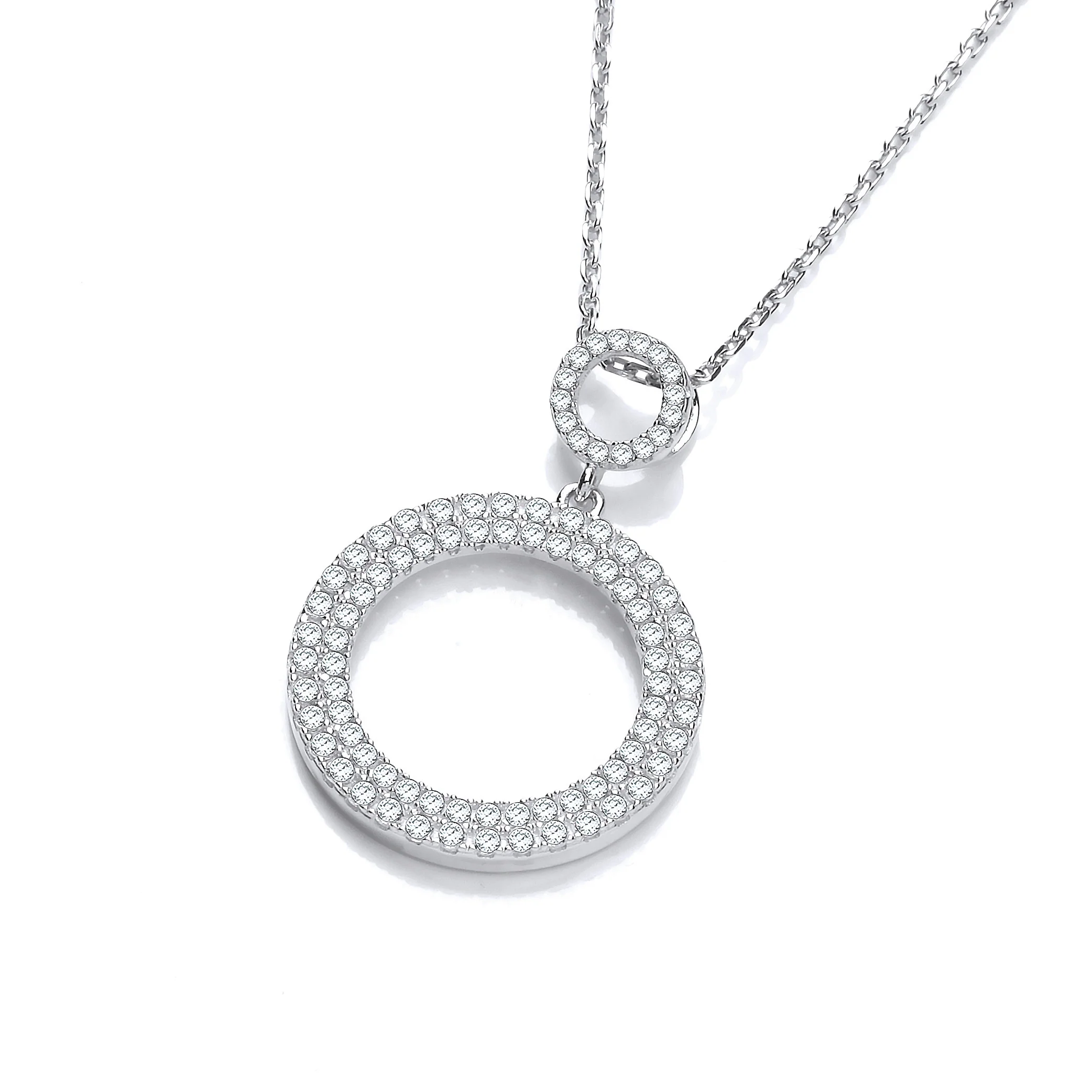 Circle of Life Pave' set Cubic Zirconia Pendant with 18" Chain - Silver - Image 2