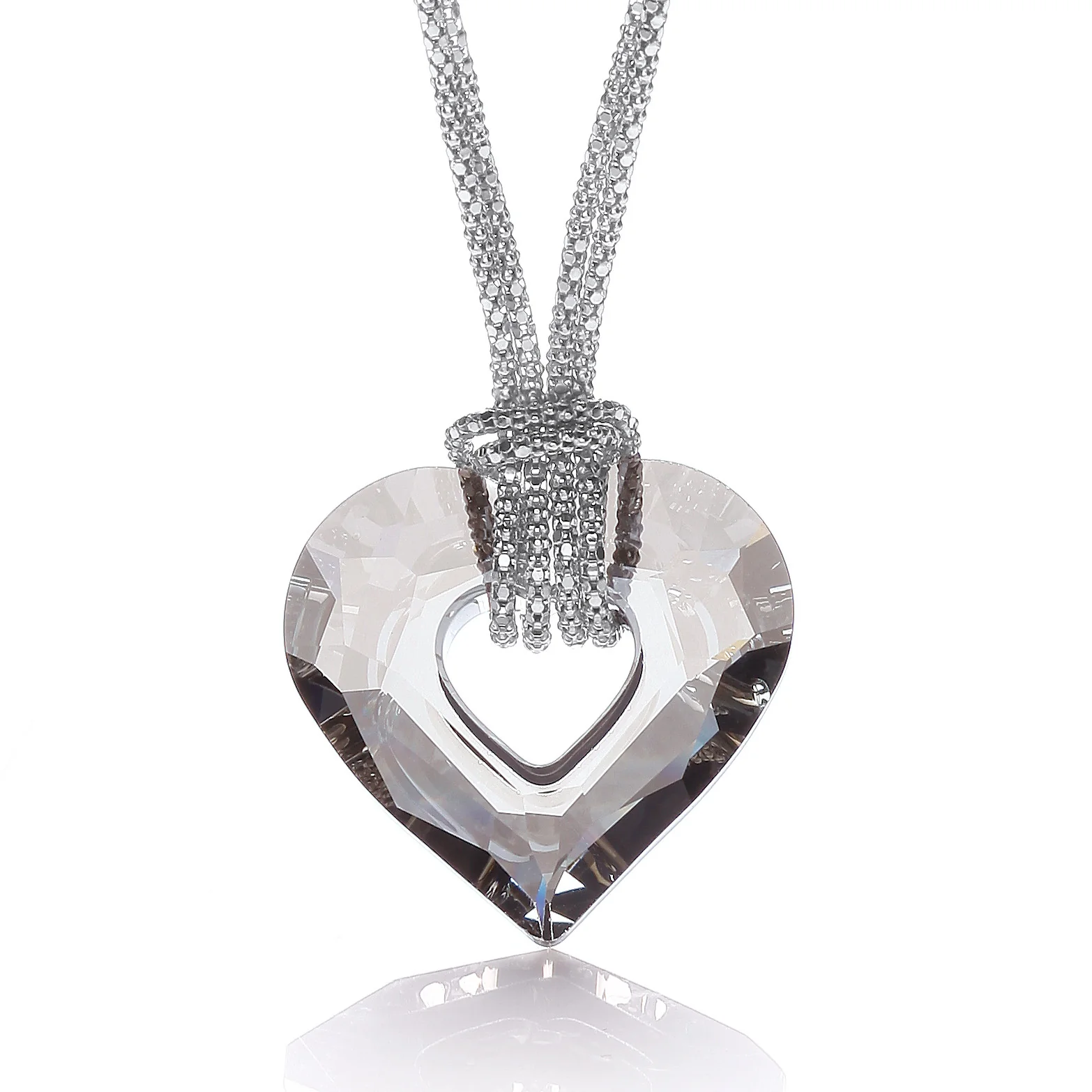 Crystal Heart Fancy Chain 17"/43cm - Silver - Image 2