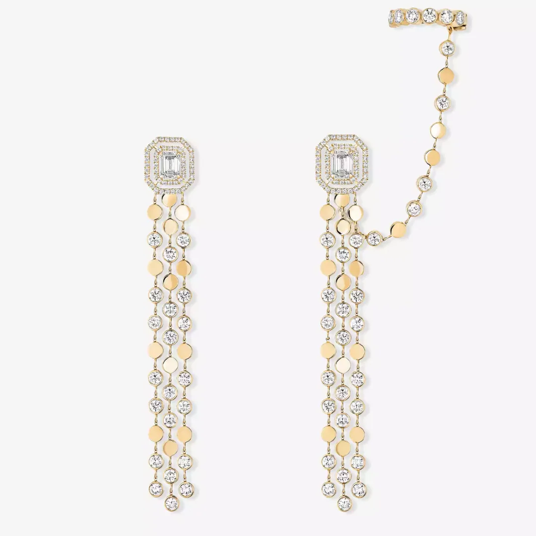 D-Vibes Multi-Row Diamond Earrings 18ct Gold - Image 3