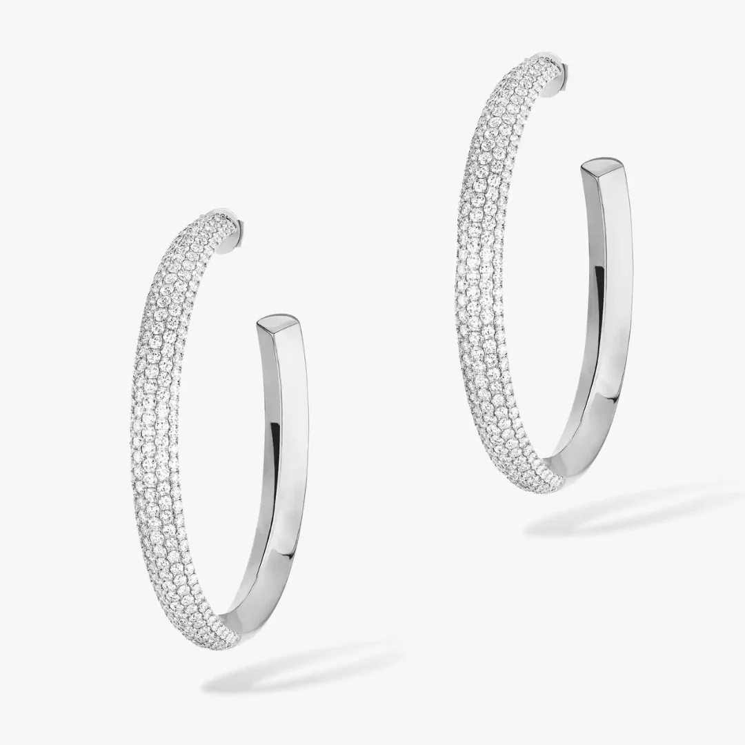 Divine Enigma Large Hoop Diamond Earrings 18ct Gold - Image 2
