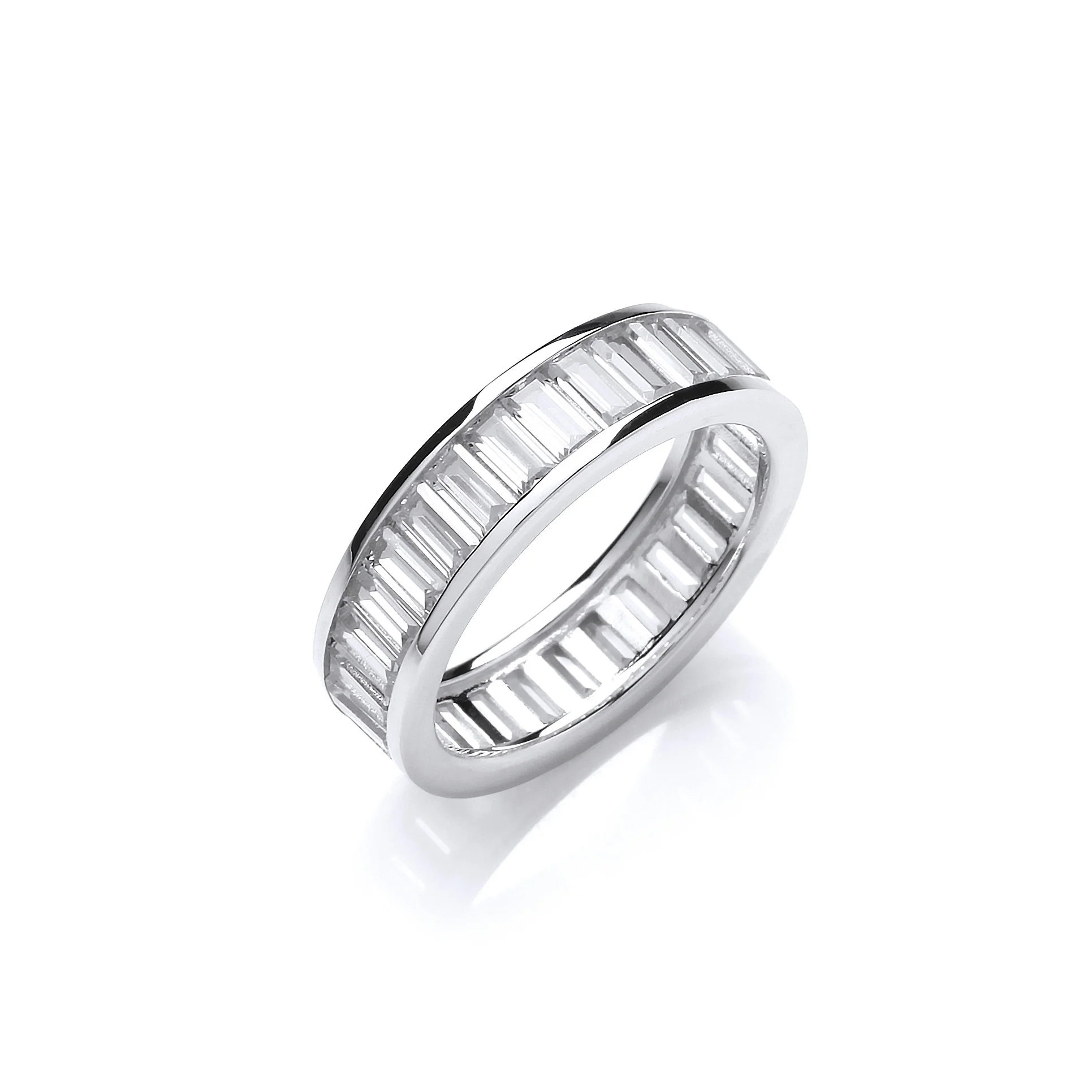 Full ET Baguette Channel Set Cubic Zirconia Ring - Silver - Image 2