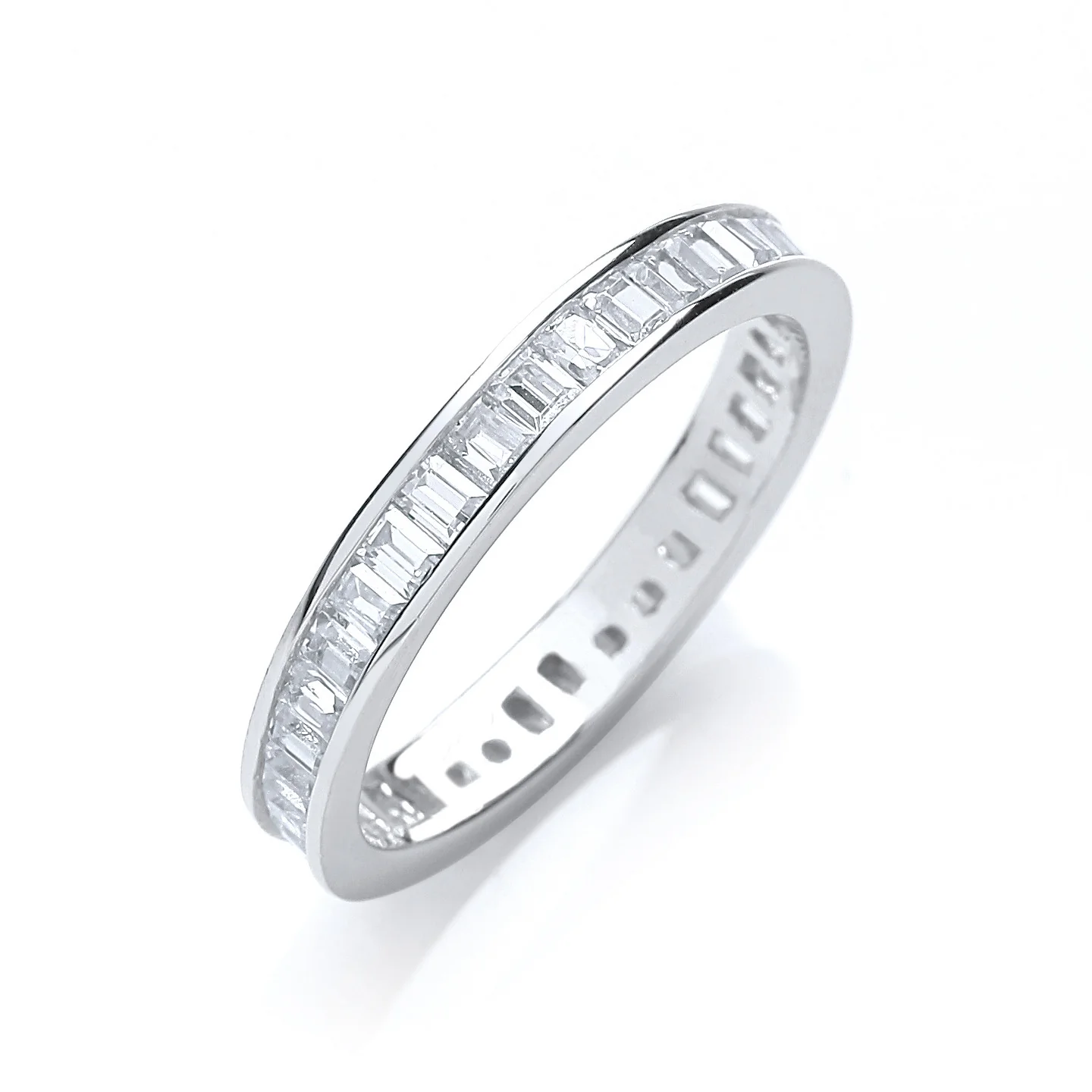 Full ET Baguettes Channel Set Cubic Zirconia Ring - Silver - Image 2
