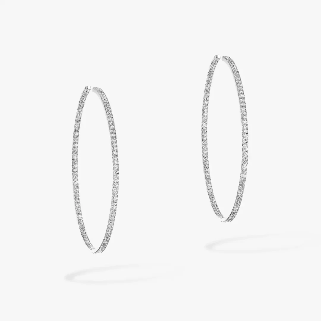 Gatsby Small Hoop Diamond Earrings 18ct Gold - Image 2