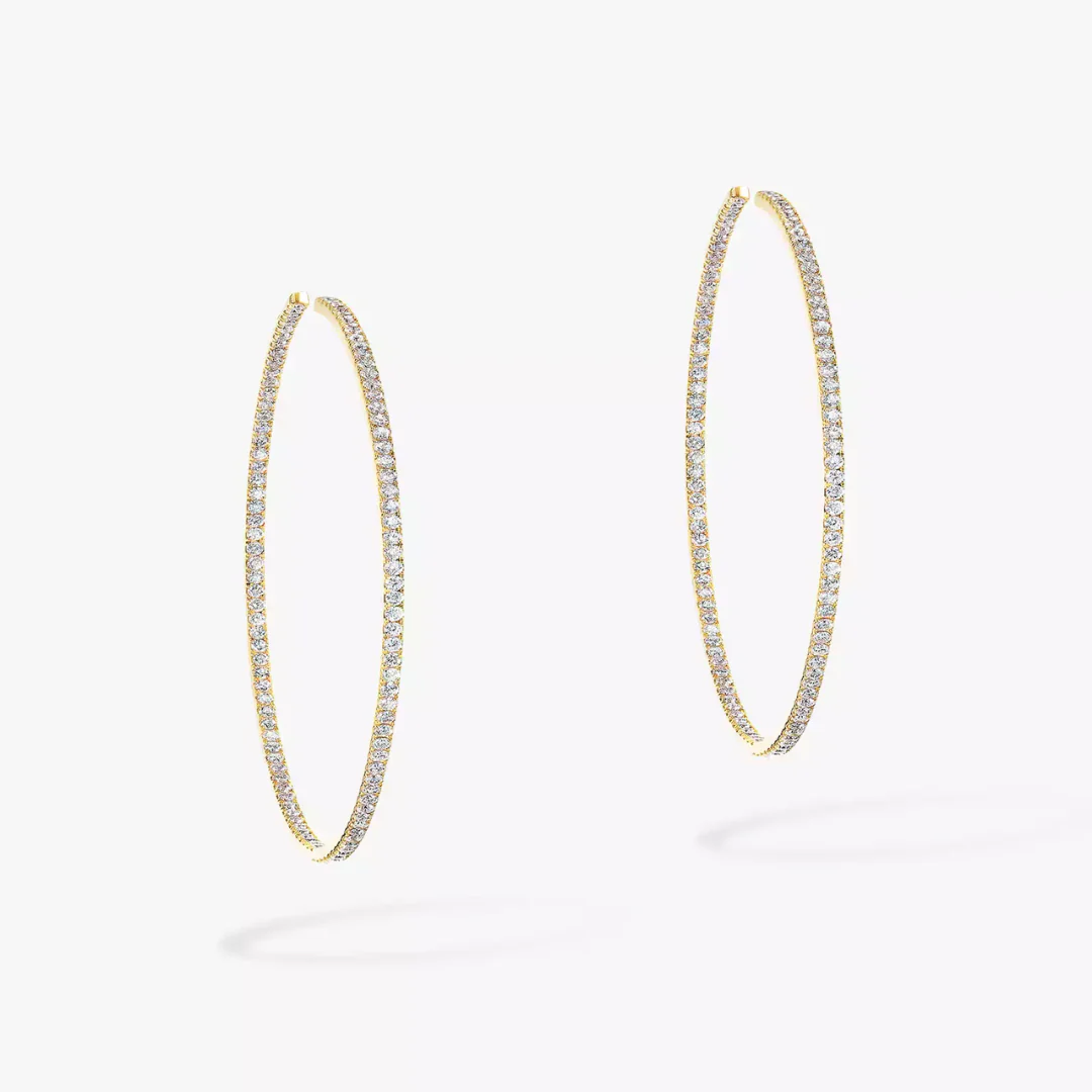 Gatsby Small Hoop Diamond Earrings 18ct Gold - Image 3