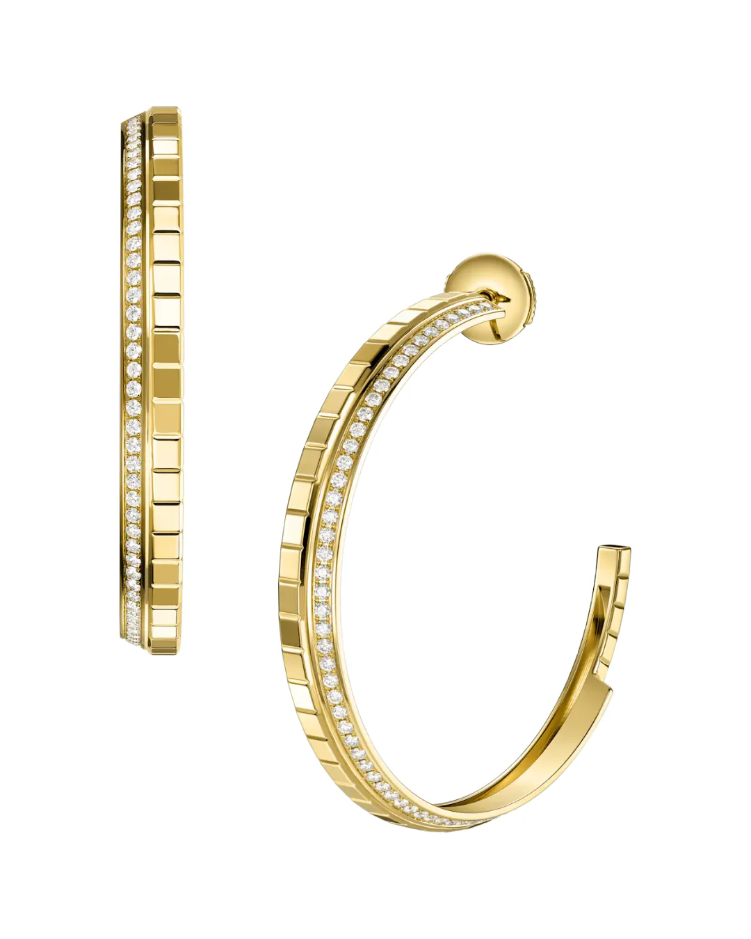 Ice Cube Hoop Diamond Earrings 18ct Yellow Gold