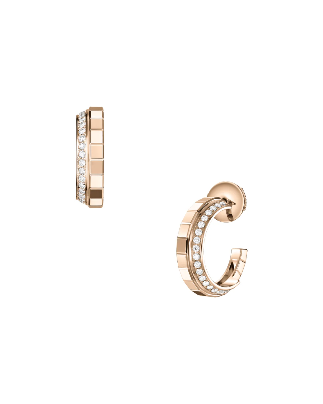 Ice Cube Small Hoop Full-Set Diamond Earrings 18ct Rose Gold