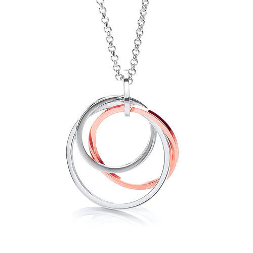 Interlocking Circles Pendant with 18" Chain - Silver - Image 3
