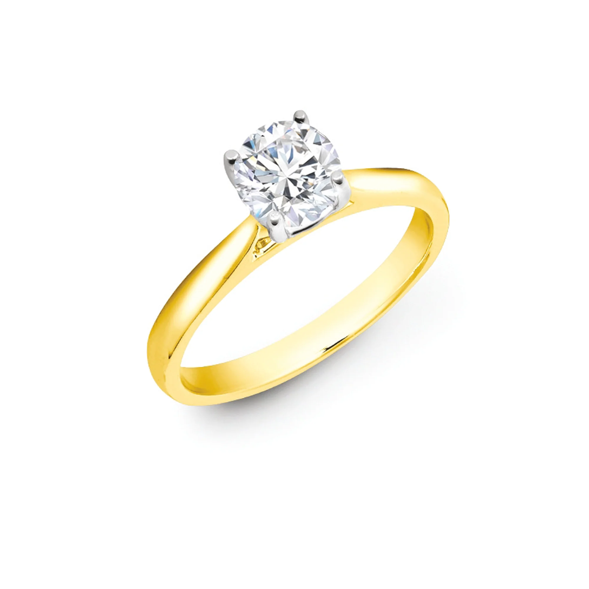 Lab 18ct Yellow Gold 70pts Round Brilliant Cut Solitaire Wed Fit Diamond Ring