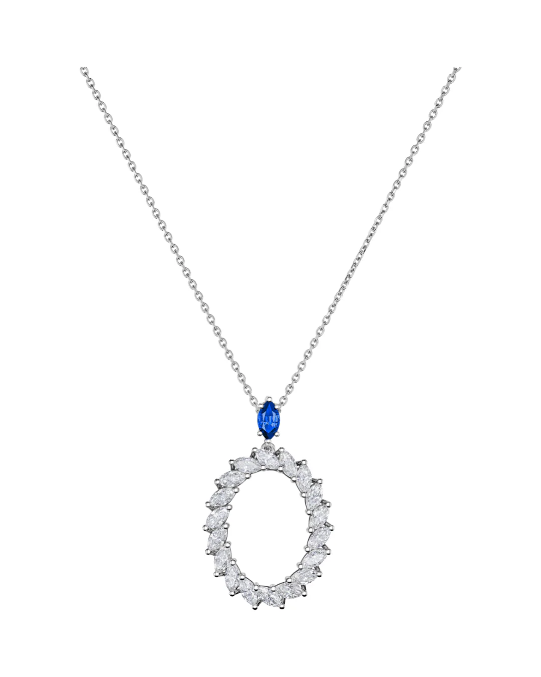 L'Heure du Diamant Marquise Diamonds and Sapphire Pendant 18ct White Gold