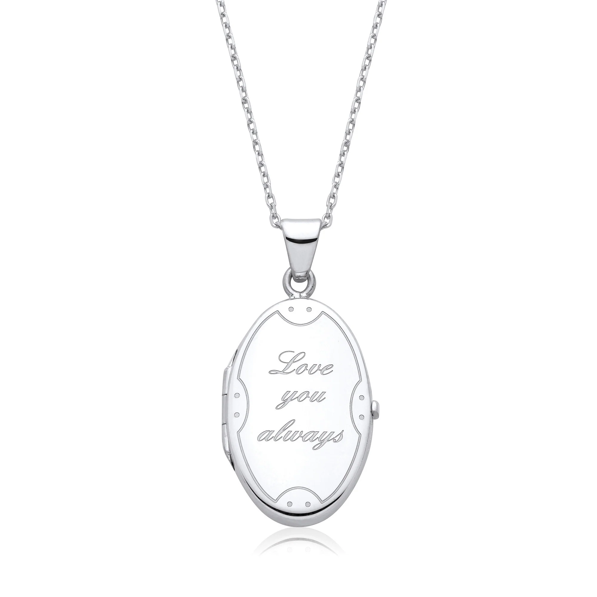 Love You Always Oval Silver Locket - Silver - Image 2