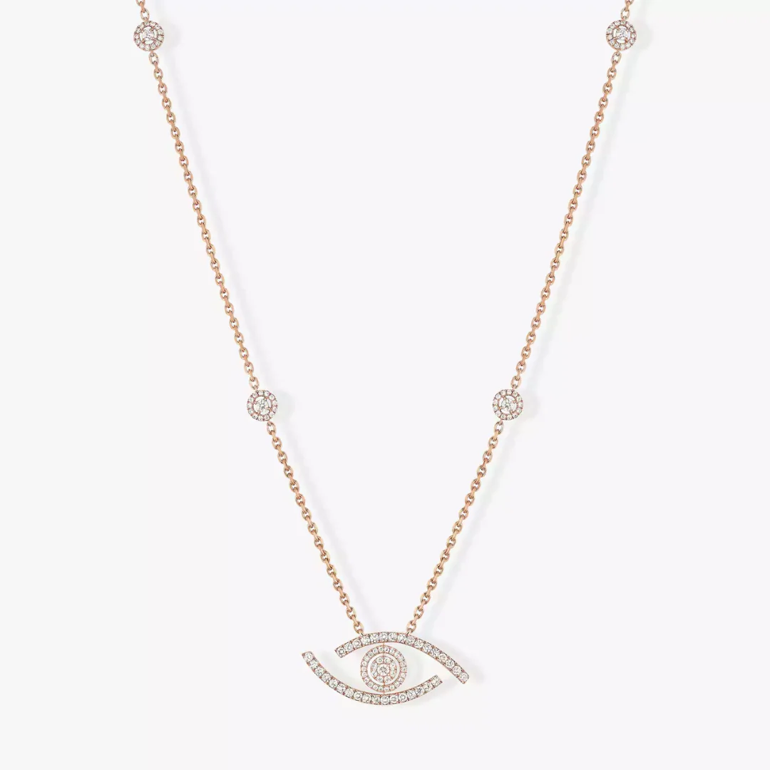 Lucky Eye Diamond Pavé Long Necklace 18ct Gold