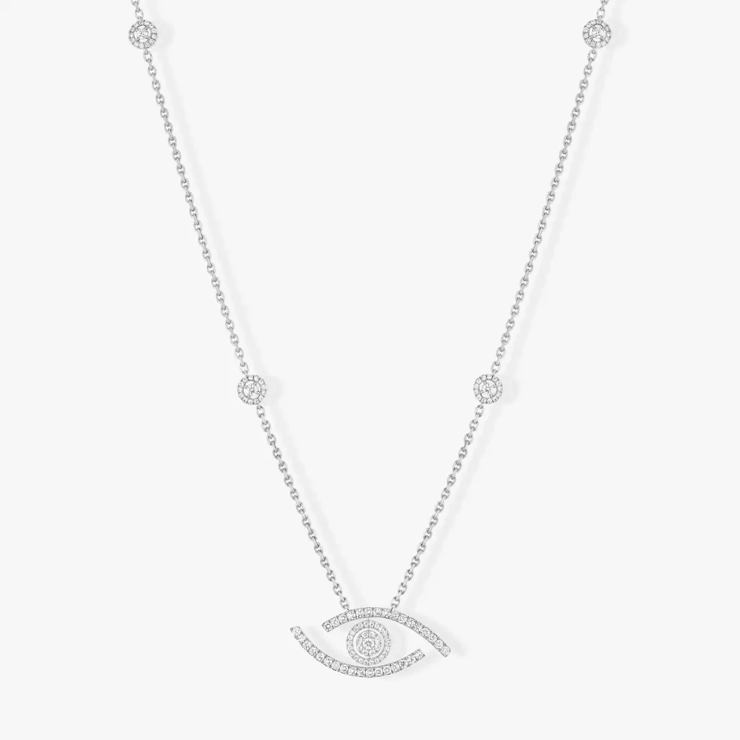 Lucky Eye Diamond Pavé Long Necklace 18ct Gold - Image 2