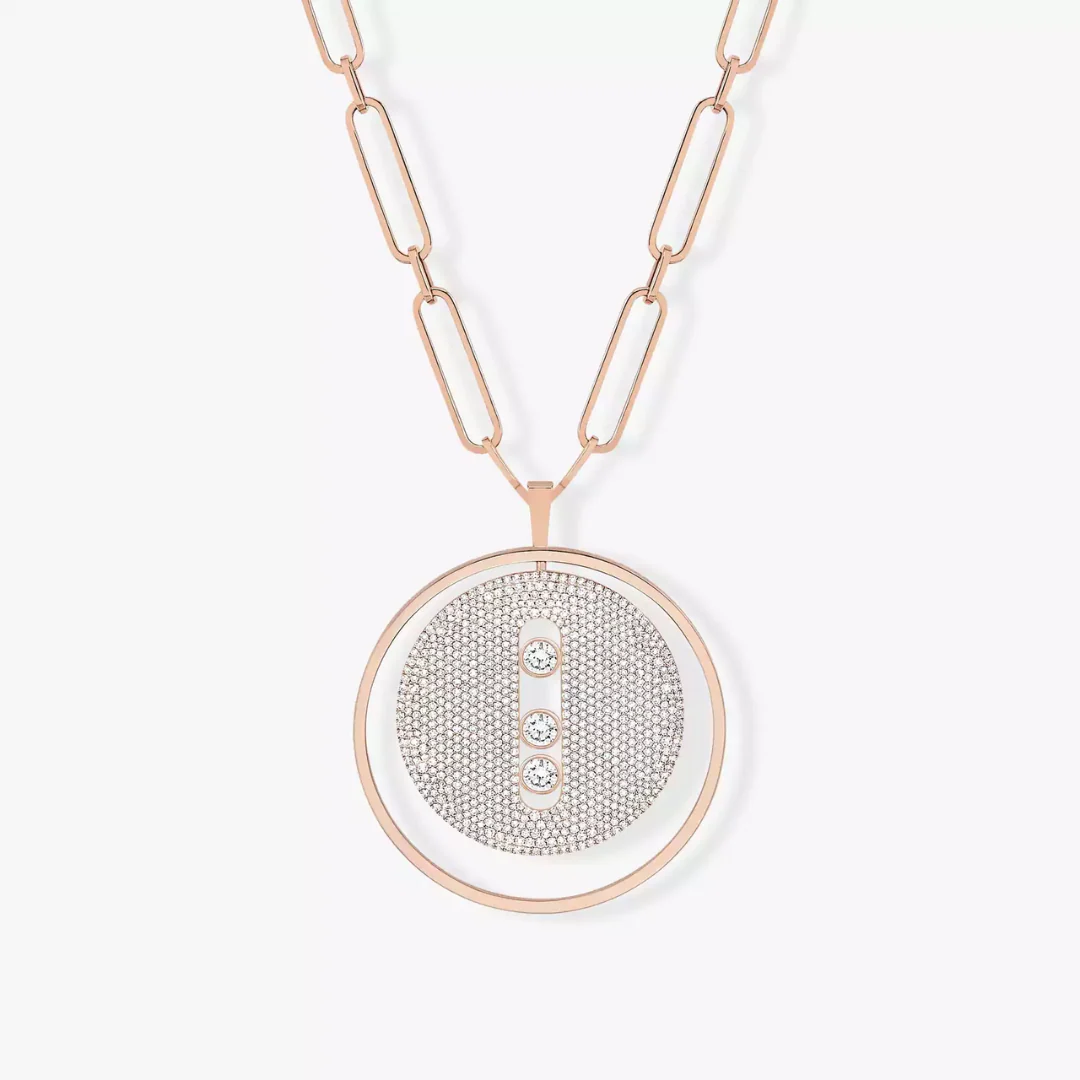 Lucky Move Long Diamond Necklace Pavé LM 18ct Gold - Image 3