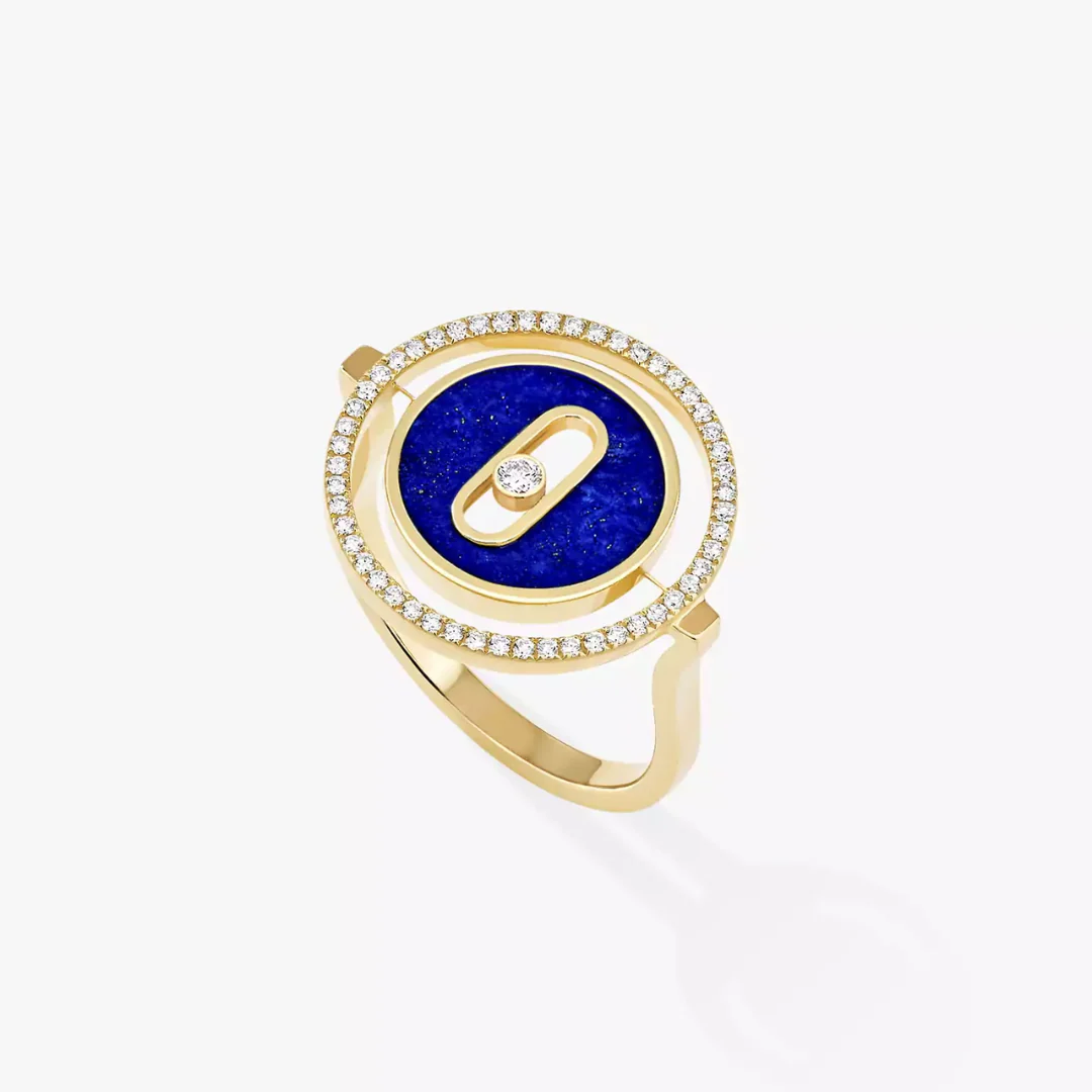 Lucky Move Small Lapis Lazuli Diamond Ring 18ct Yellow Gold