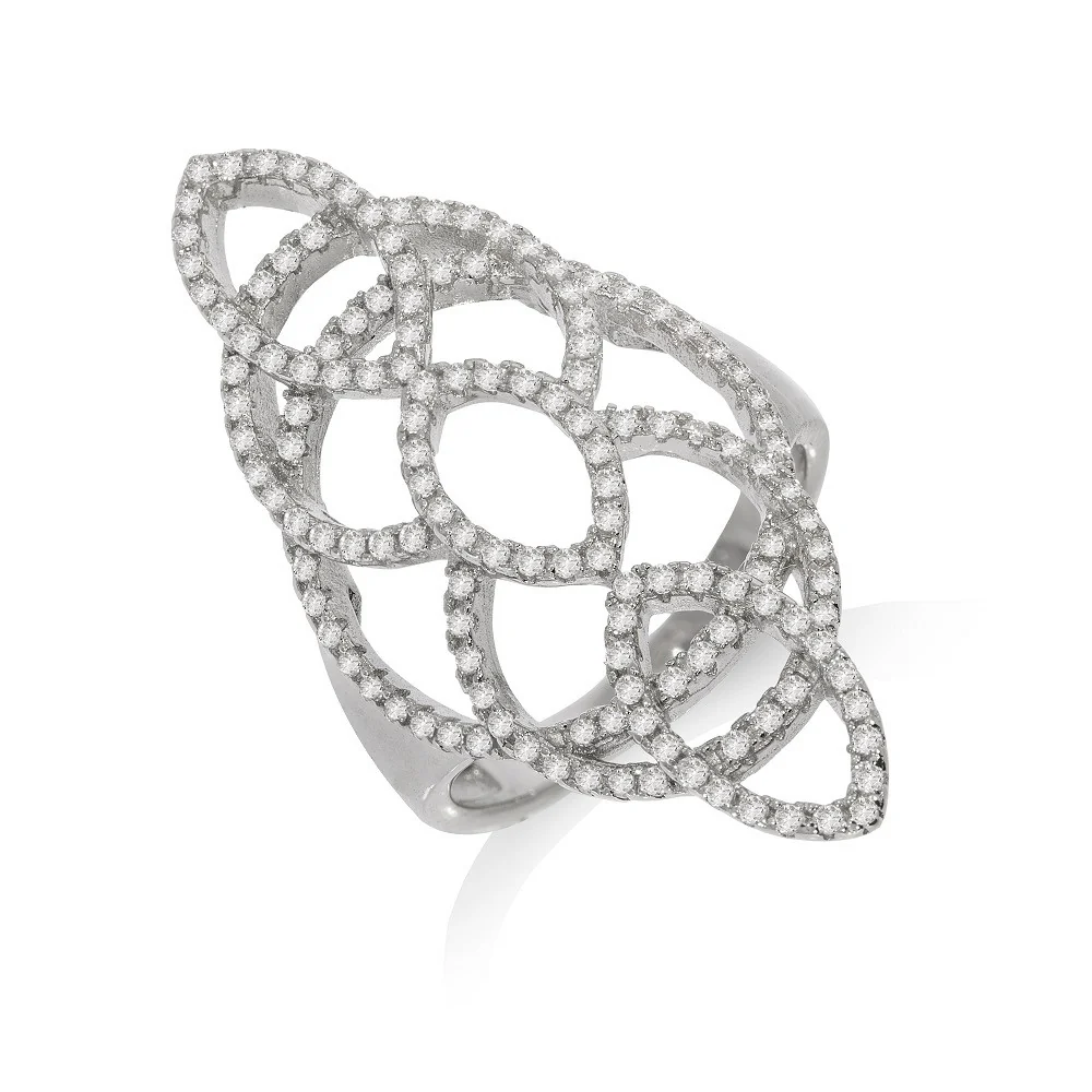 Micro Pave Silver Cubic Zirconia Ring - Silver - Image 2