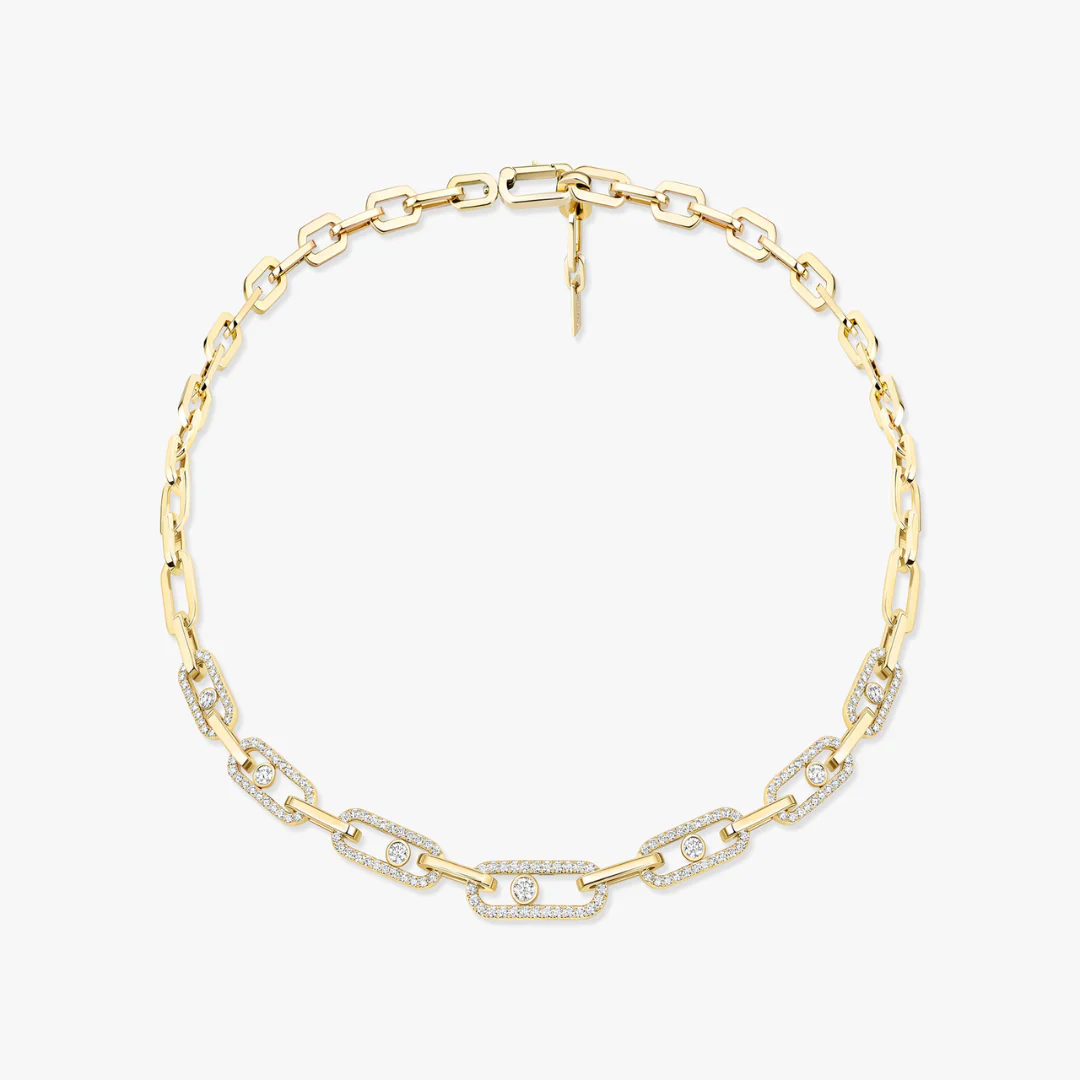 Move Link Pavé Diamond Necklace 18ct Gold