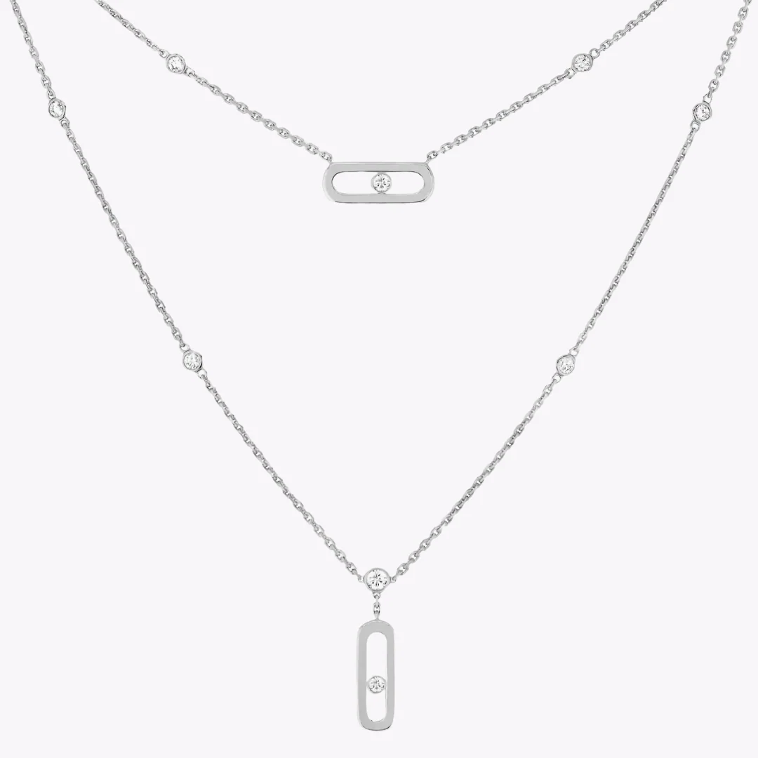 Move Uno 2 Rows Necklace 18ct Gold - Image 2