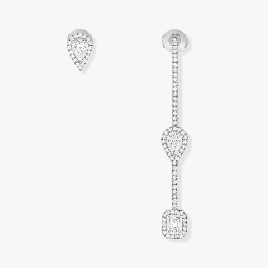 My Twin Hook and Stud Diamond Earrings 18ct Gold - Image 2