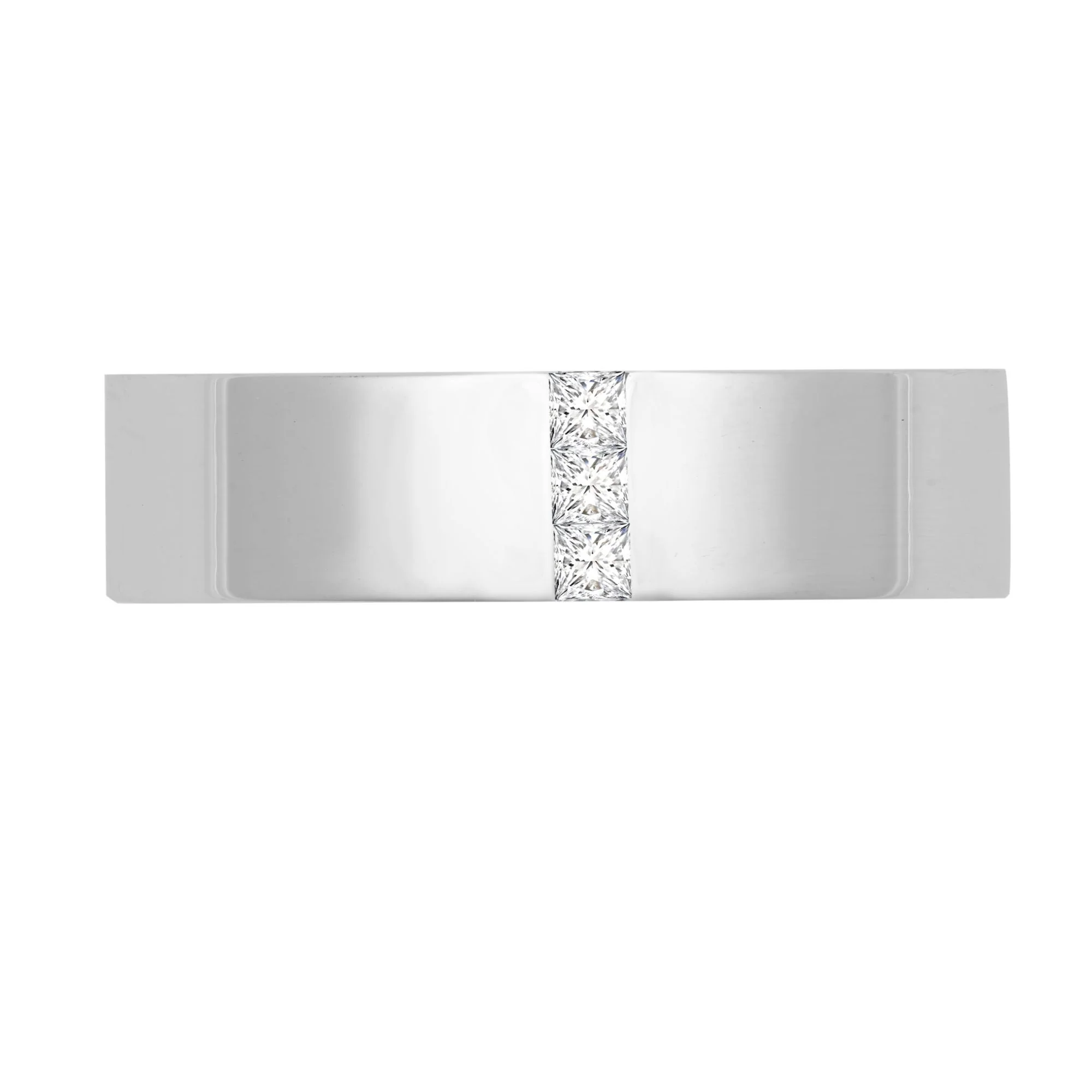 Platinum 4mm Natural Diamond 15pts Rubover set Wedding Ring - Image 3