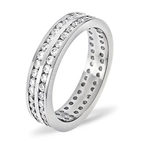 Platinum Channel Set 2 Row Full Eternity Ring Natural Diamond 1.00ct G VS
