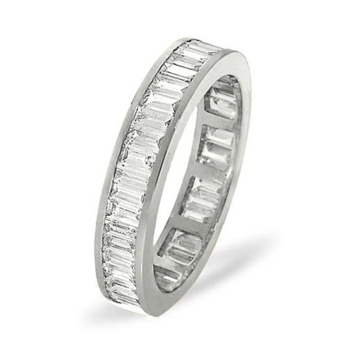 Platinum Channel Set Full Eternity Ring Baguette Natural Diamond 5.00ct H Si