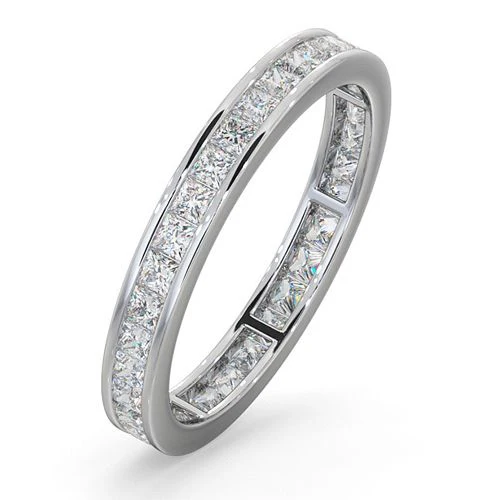 Platinum Channel Set Princess Cut Full Eternity Ring Natural Diamond 1.50ct G VS