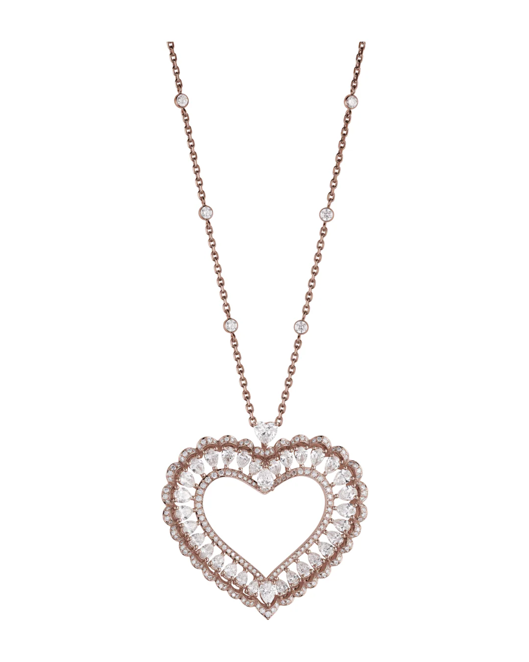 Precious Lace Large Heart Diamond Pendant 18ct Rose Gold
