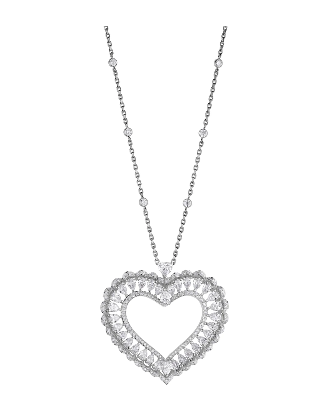 Precious Lace Large Heart Diamond Pendant 18ct White Gold