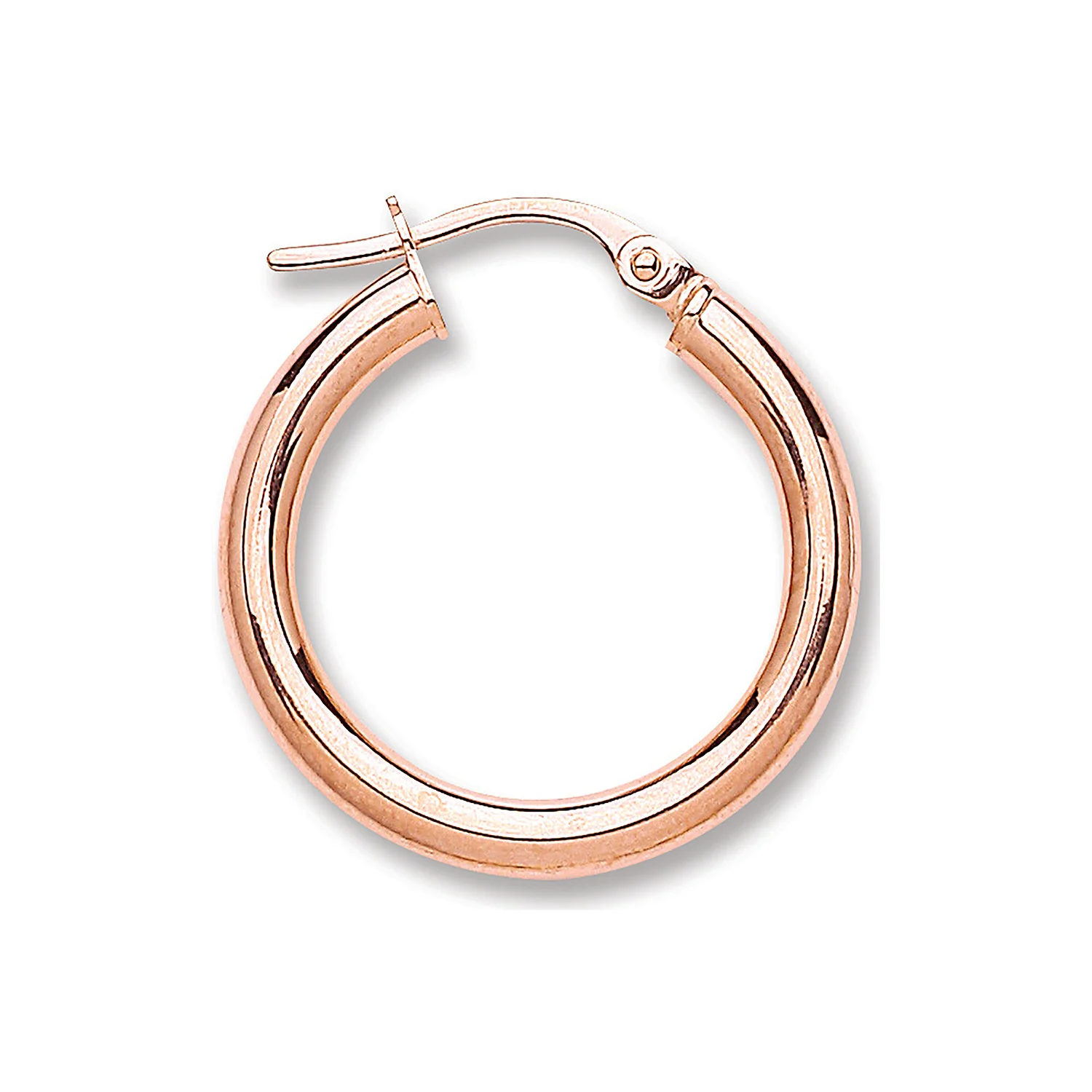 Rose Gold 20mm Round Tube Hoop Earrings - 9ct Gold