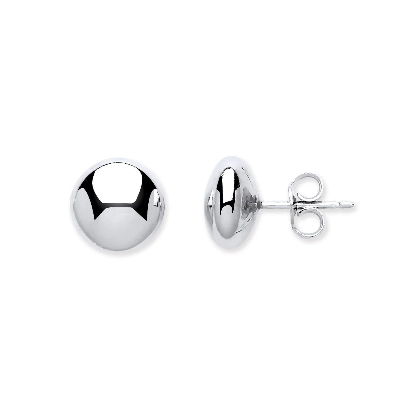 Silver 10mm Button Stud Earrings - Silver - Image 2