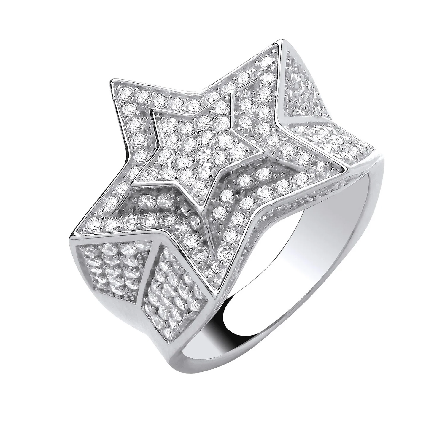 Silver 3D Star Ring - Silver - Image 2