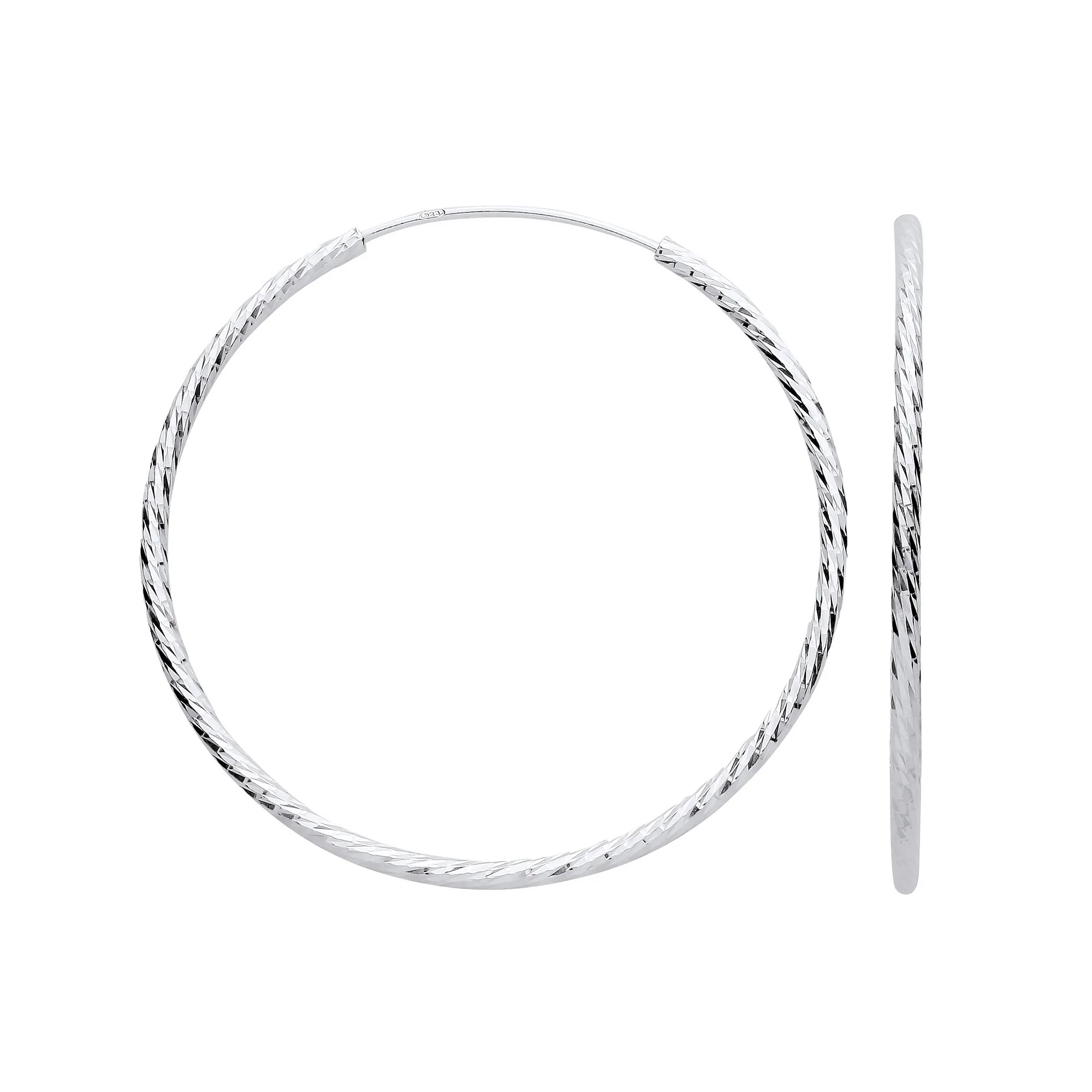 Silver 40mm Hoop Earrings - Silver - Image 2